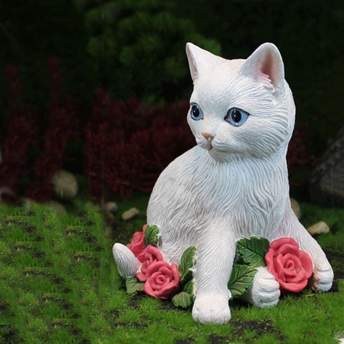 Resin Cat Statue Handicraft Animal Sculpture Cat Figurine Office - Picture 5 of 7