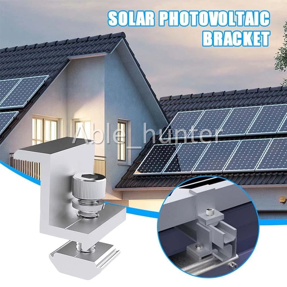 10X 30mm Solar Panel Rail Bracket Mounting Aluminium Fixing Mid/End Clamp