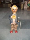 Vintage Textured Cloth Rare Smiling Sam Carnival Clown Tin Wind Up Toy , Japan