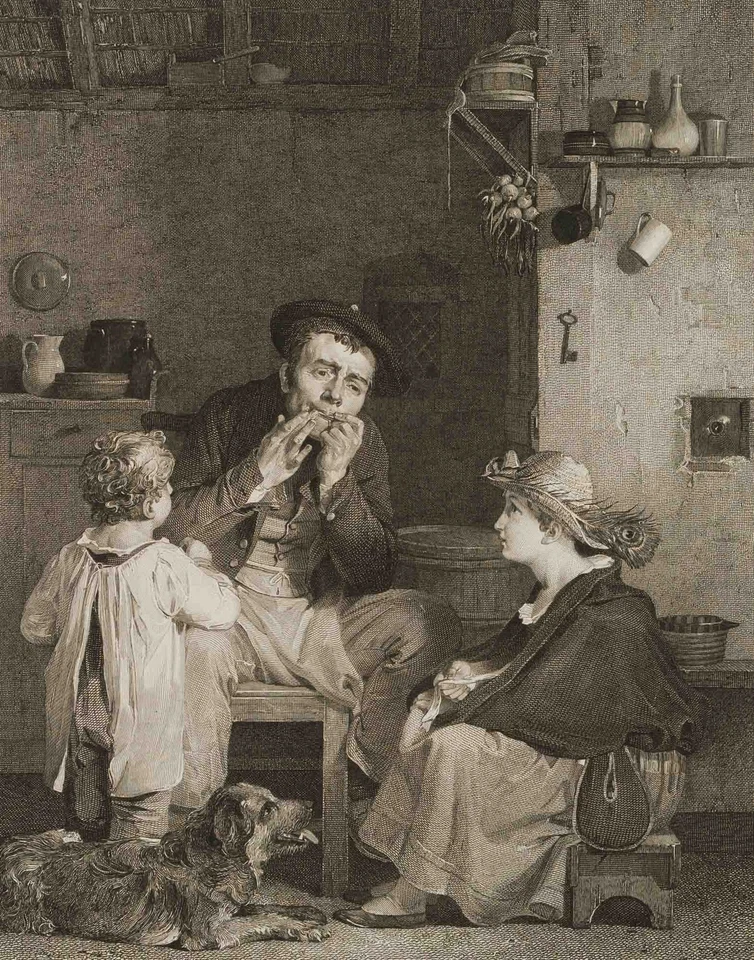 BURNET (*1781) nach WILKIE (*1785), Die Maultrommel, um 1809, KSt. Realismus - Bild 3 von 4