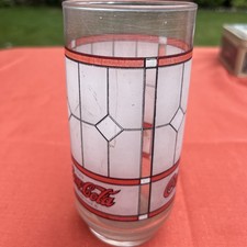 Vintage Libbey Coca-Cola Tiffany Stained Glass Style 1970s "Enjoy Coca-Cola"