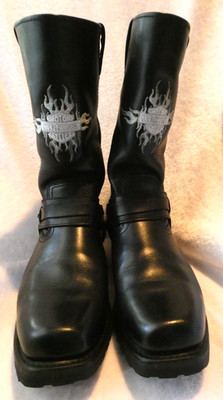 Harley Davidson Sentry Harness Motorcycle BOOTS Black Leather 91055 Men's Size 9