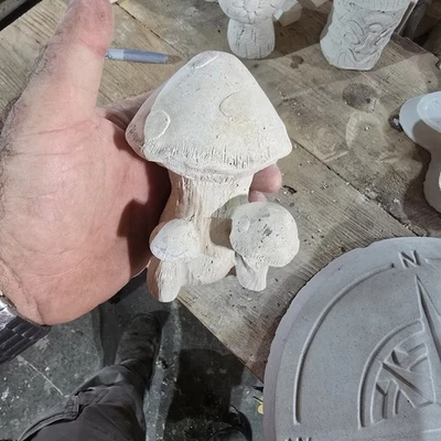 Handmade Cement Mushroom Statue - Image 1 of 4