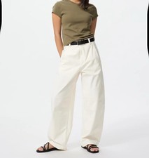 Uniqlo Jersey Barrel Pants for Women/Men XL- White/Cream Minimalist Preppy Chic