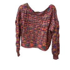 Wild Fable Women's Multicolor Open Knit Sweater - Cropped Pullover, Size L