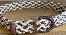 Vintage Eddie Bauer Belt Woven Braided Leather Boho Casual Made In UK 90s Y2K