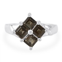 Cavill Ring 925 Silber Rauchquarz 1,21Ct Carré Schliff Damen Elegant-