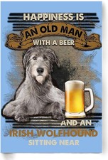 Wolfhound Happiness Is An Old Man Tin Metal Signs Home D cor 8x12