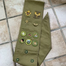 Vintage 1940s B.S.A. Boy Scout Sash Patches Merritt Badges Pins