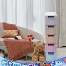 Stackable Clothes Storage Box Heavy Duty Plastic Storage Cabinet w/5 Drawers