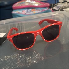 Red Wayfarer Girls' Sunglasses Full Rim Black Lens Target Logo Plastic Frame