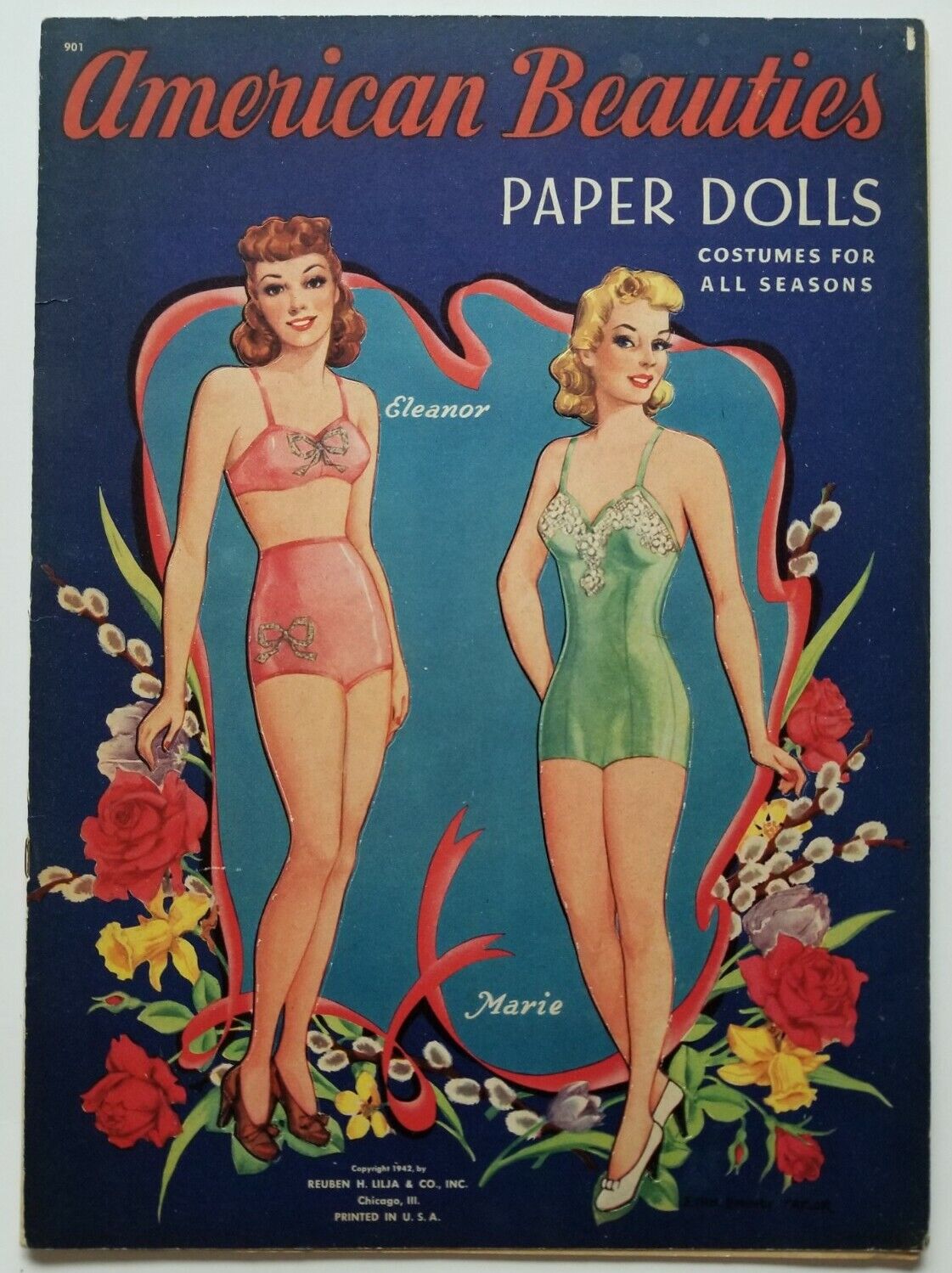 American Beauties 1942 Vintage Uncut Paper Doll Book Original Reuben Lilja 1940s