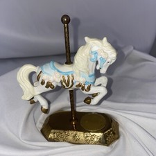 Vintage Westminster Mini Carousel Collection Porcelain Bisque Horse Brass Base