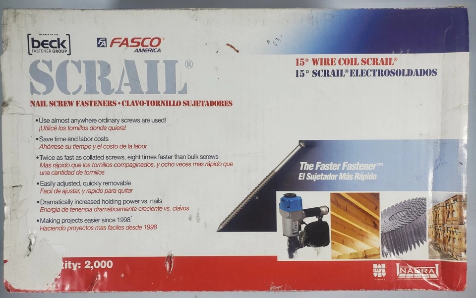 1200Ct Fasco 2" X .113/.120 Roscas Finas Interior 15° Bobina de Alambre Scrail 200/Rollo Foto 3 de 4