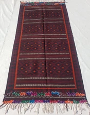 Vintage Traditional Handcrafted Afghani Kilim Rug for Home Décor 194x145 cm