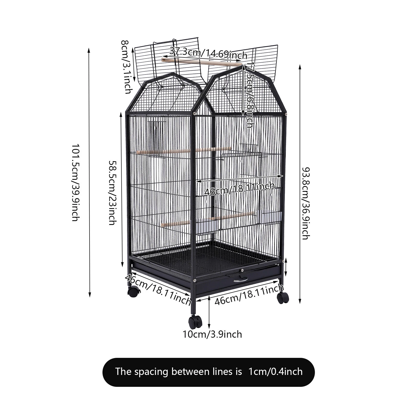 Bird Cage Large Play Top Parrot Finch Cage Macaw Cockatoo Pet Supply with Stand