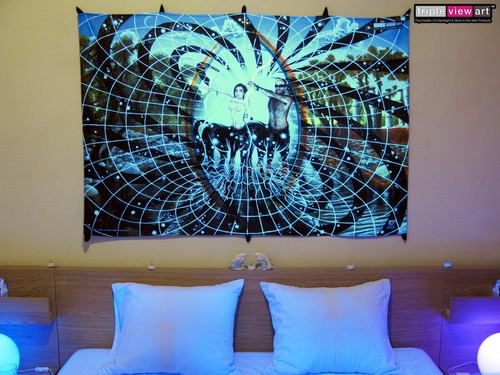 UV BACKDROP Black Light Fluorescent Glow Psychedelic Art Banner Goa Trance Deco - Picture 3 of 8