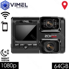  Dashcam 4K Dual Front & Rear View 360 WiFi 64GB Dash camera Night Vision