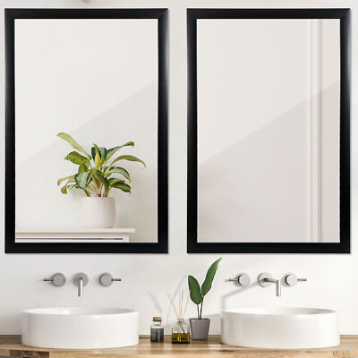 2PCS 36'' Rectangular Wall Mirror Makeup Mirror Bathroom Cleat Image Sturdy Frame