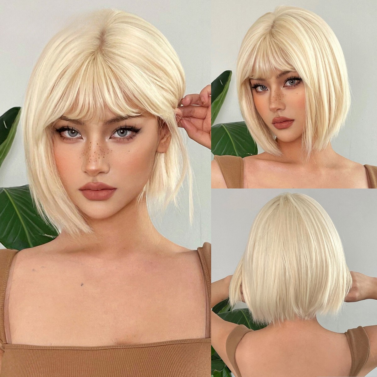 Try Now Womens Short Blonde Wig PHOCAS Heat Resistant Short Blonde Wigs for Women, Highlight  main image 2