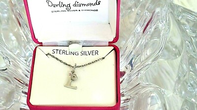 Liebling Diamanten Sterling Silber Diamant L Anhänger Halskette (19)