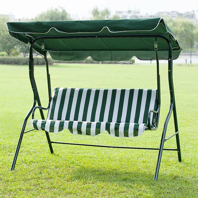 Geniqua Outdoor Canopy Swing Patio Lounge 3 Person Seat Beige For Sale Online Ebay
