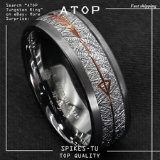 8/6mm Rock Gray Brushed Dome Tungsten Ring Silver Rose Gold Arrow ATOP Jewelry