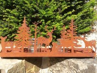Edelrost Dekotablett Rehlandschaft Weihnachten Winterdeko Wald Hirsch Aufsteller