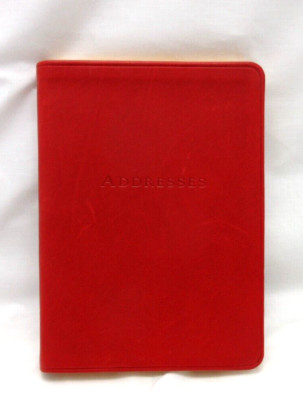 Address Book w Tabs Desk Size 5x7'' Leather Softcover Graphic Image RED