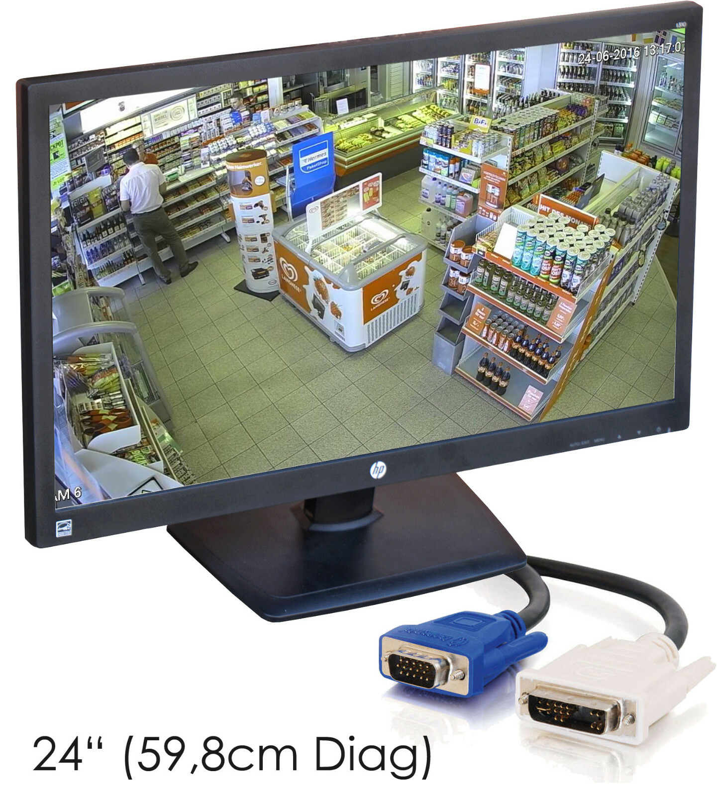 Full HD 24"" 59.9cm LED Monitor 1920x1080 VGA + DVI Inputs Matte Homeoffice