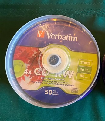 Verbatim CD-RW 700MB 4X Datalife Silver Printable Surface 50 count pack NEW