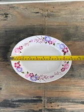 7" x 9" oval premium plastic melamine deep plate flower V212 (6-piece set)