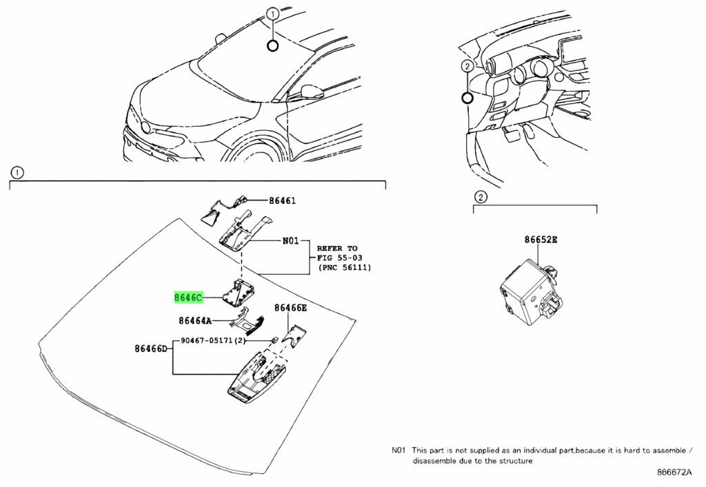 Toyota C-HR / CHR Windshield Front Lane Departure Camera OEM 8646C