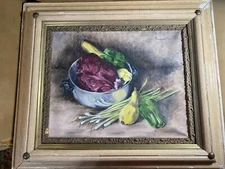 Vintage Travaglini "Still Life With Veggies Scene" Oil Painting - Signed/Framed