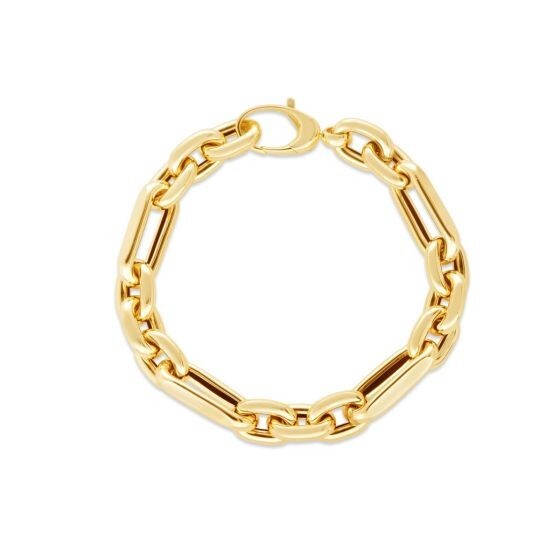 An image depicting 14k Yellow Gold Paperclip Cable Link Mens Chain/Bracelet 7.5" 9.5 Grams 9.5MM