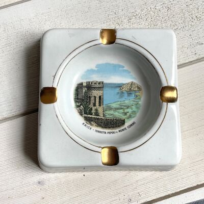 5.75'' Erice Torretta Pepoli Monte Cofano Sicily Castle Sea Cafe Ashtray Vintage