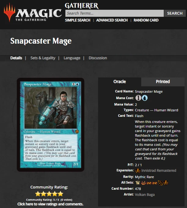 2025 MTG Magic the Gathering Innistrad Remastered Retro Foil 478 Snapcaster Mage - Image 3 of 3