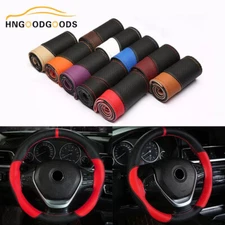 Car Hand Sew Steering Wheel Cover Microfiber Leather Auto Steering Wheel Cover