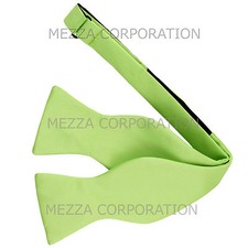 New in box men's self tied bowtie solid 100 polyester formal wedding lime green