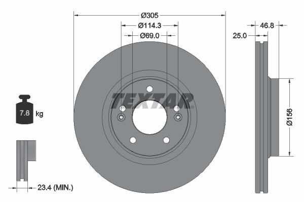 2X Textar 92292205 Bremsscheibe FüR Hyundai KIA-image