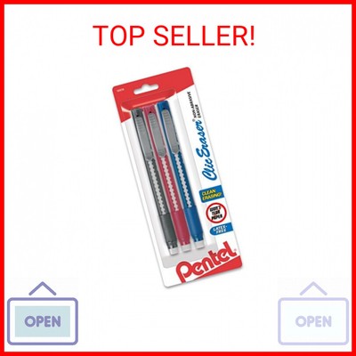 Pentel Clic Retractable Eraser with Grip, 3 Pack