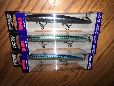 RAPALA MAX RAP  13=SP==3 DIFFERENT COLORED FISHING LURES=5-1/4''=1/2oz=swim 1 -3'