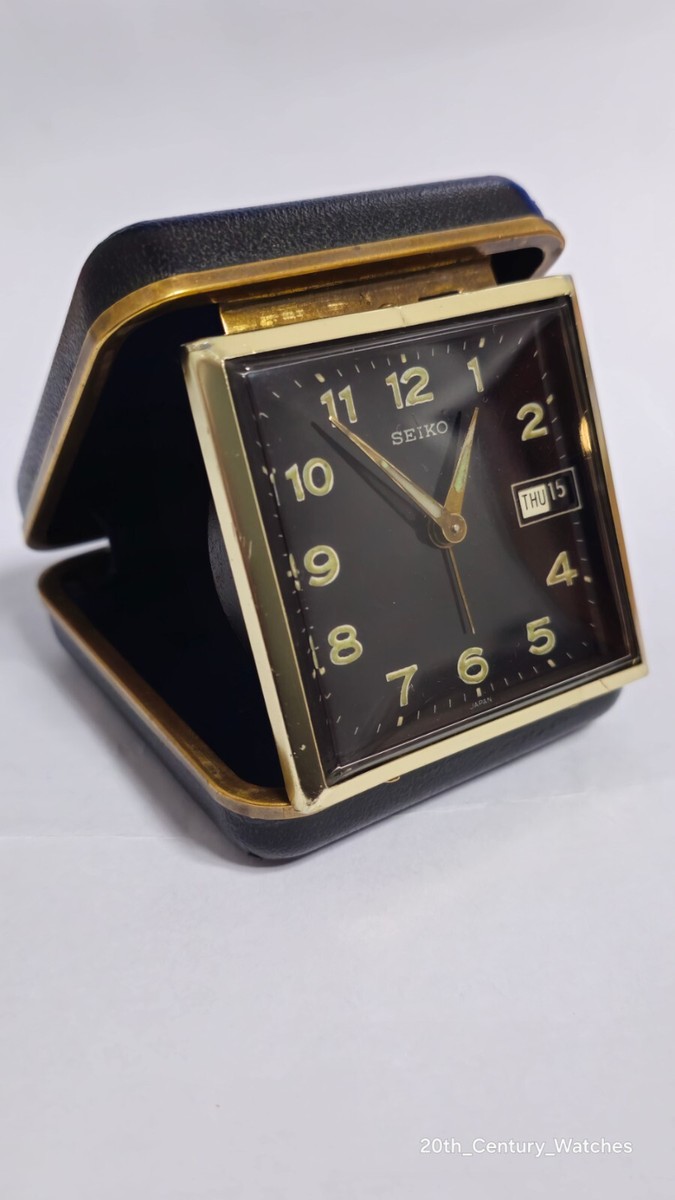 SEIKO 正方形置時計 黒/金　レトロ　アンティーク　昭和レトロ Vintage Seiko Travel Alarm Watch | eBay