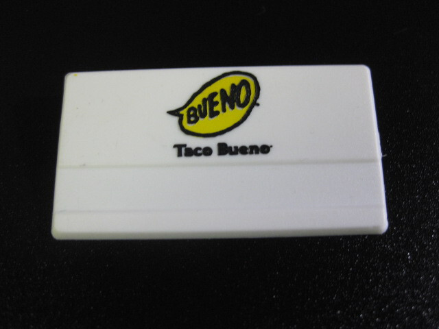 TACO BUENO MEXICAN RESTAURANT ** Employee Uniform Name Badge TAG! WHITE!