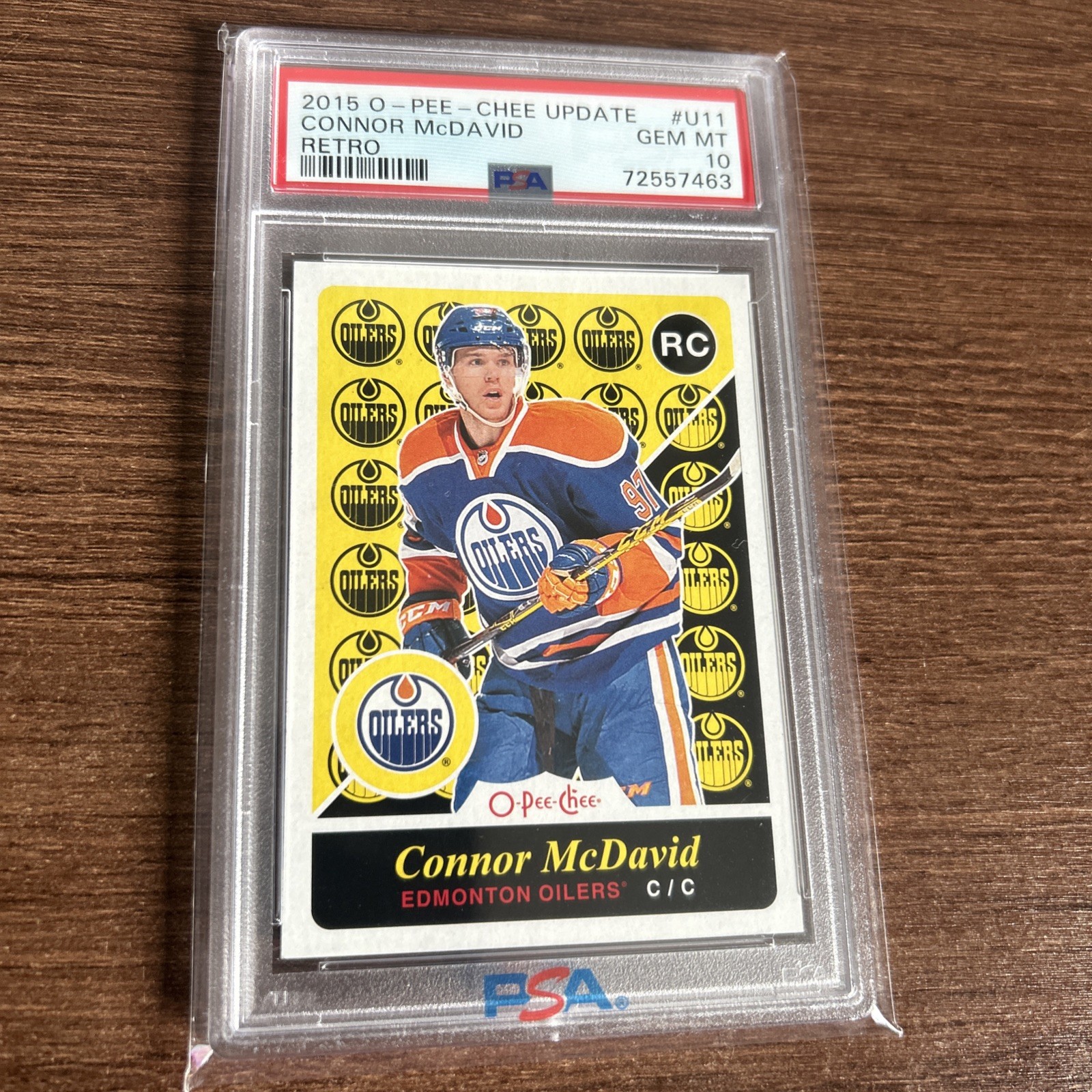 2015-16 Upper Deck O-Pee-Chee Update Connor McDavid #U11 (RC) PSA 10 view 1
