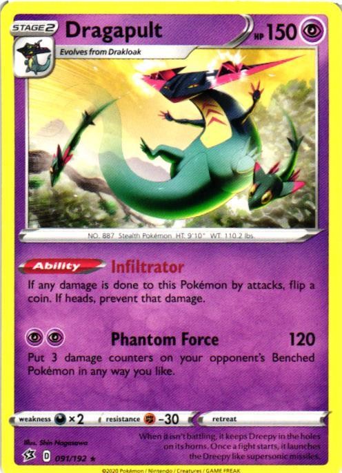 Dragapult 091/192 Holo Rare Rebel Clash Pokemon Near Mint