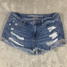 American Eagle Women s 4 To girl Shortie Distressed Denim Shorts Jeans Beach