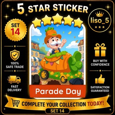 PARADE DAY | SET 14 | 5  STICKER | MONOPOLY | GO | FAST DELIVERY