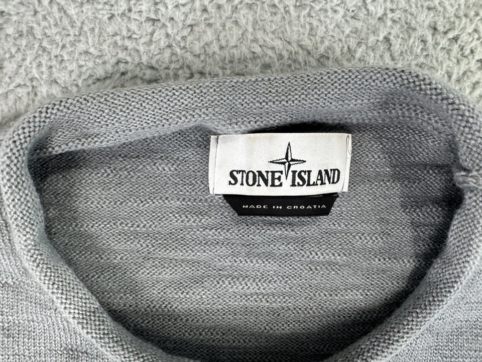 Stone Island Sudadera Adulto Cuello Redondo Manga Larga Logo Para Hombre Talla Pequeña Gris Foto 3 de 4