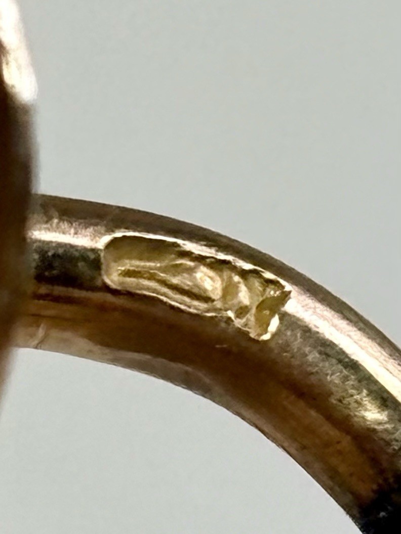 SINGLE Bean Back Cufflink Gold Plated Vintage Ant… - image 4